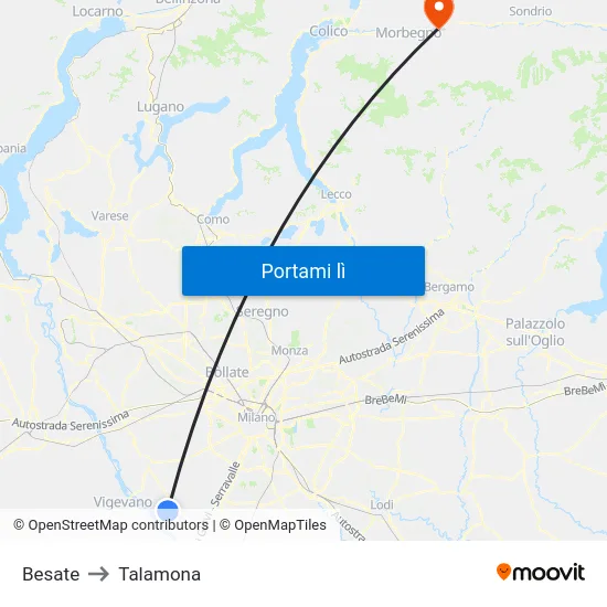 Besate to Talamona map