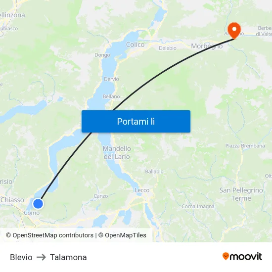 Blevio to Talamona map