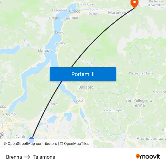 Brenna to Talamona map