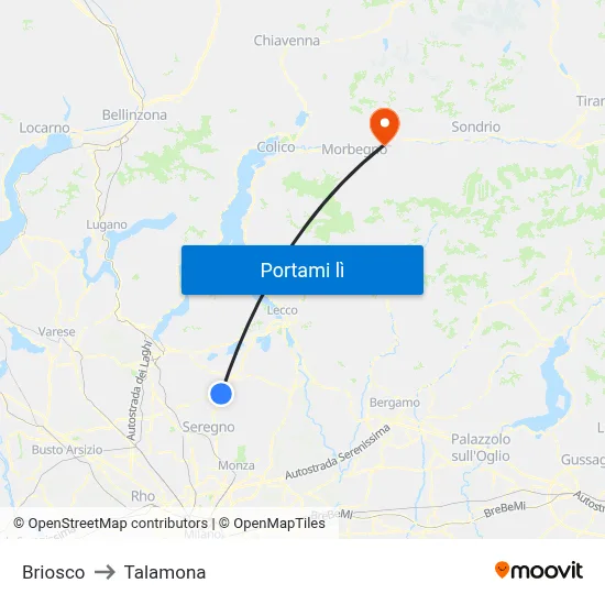 Briosco to Talamona map