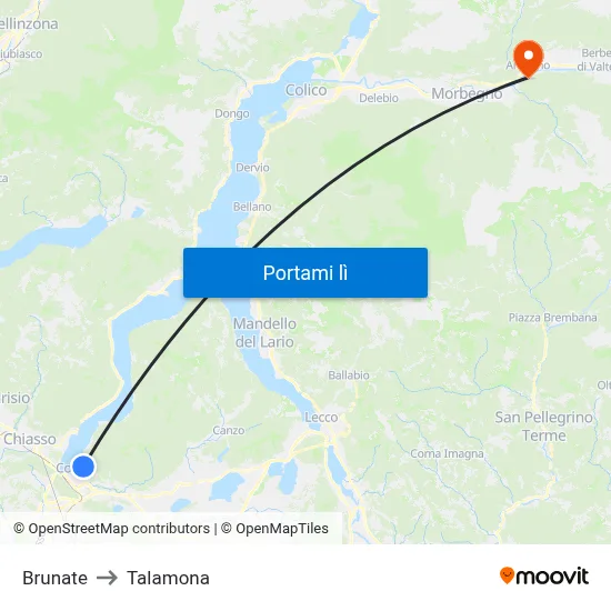 Brunate to Talamona map