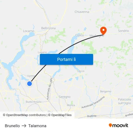 Brunello to Talamona map