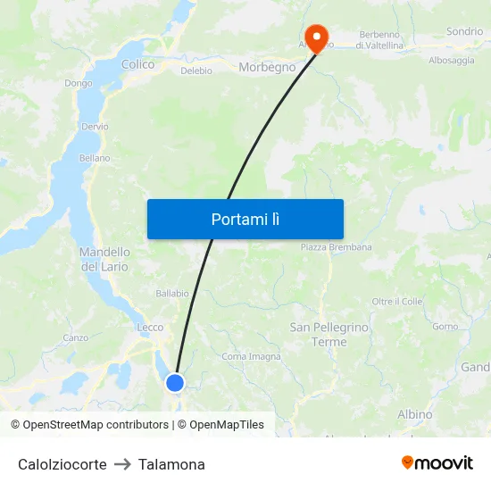 Calolziocorte to Talamona map
