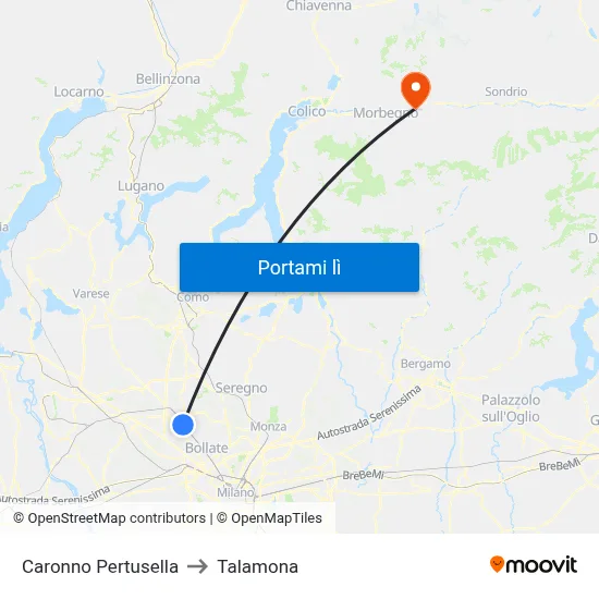 Caronno Pertusella to Talamona map