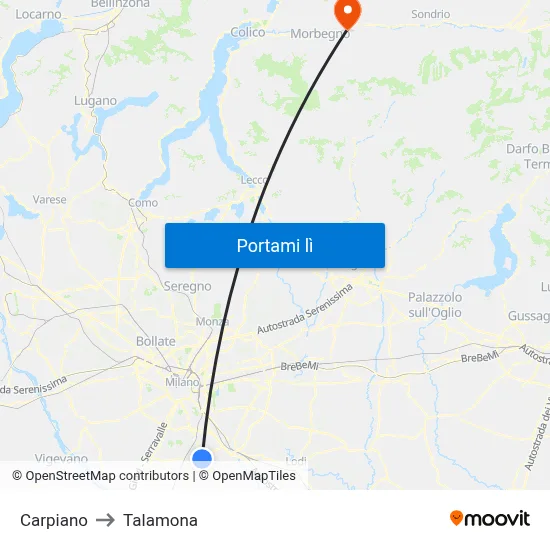 Carpiano to Talamona map