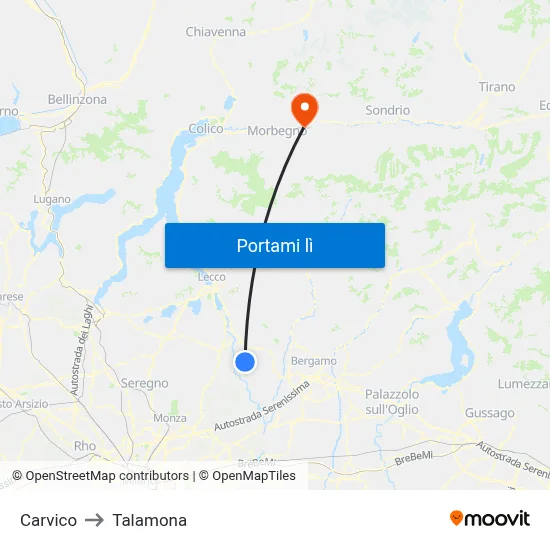 Carvico to Talamona map