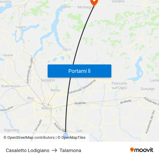 Casaletto Lodigiano to Talamona map