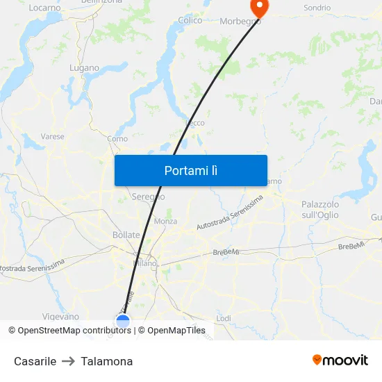 Casarile to Talamona map