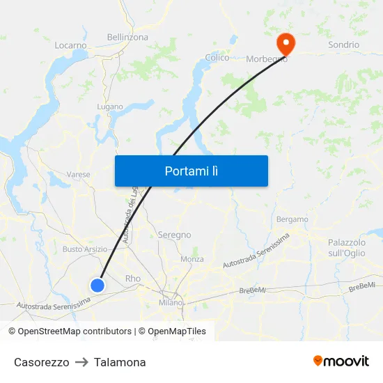 Casorezzo to Talamona map