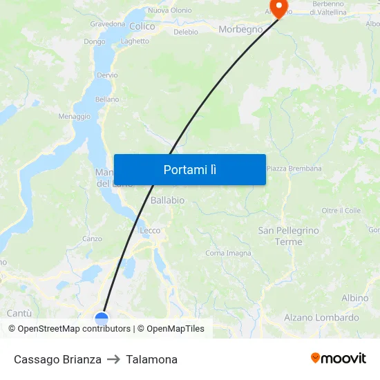 Cassago Brianza to Talamona map