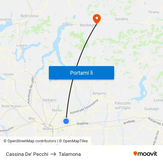 Cassina De' Pecchi to Talamona map