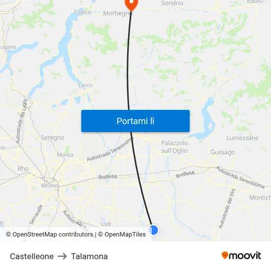 Castelleone to Talamona map