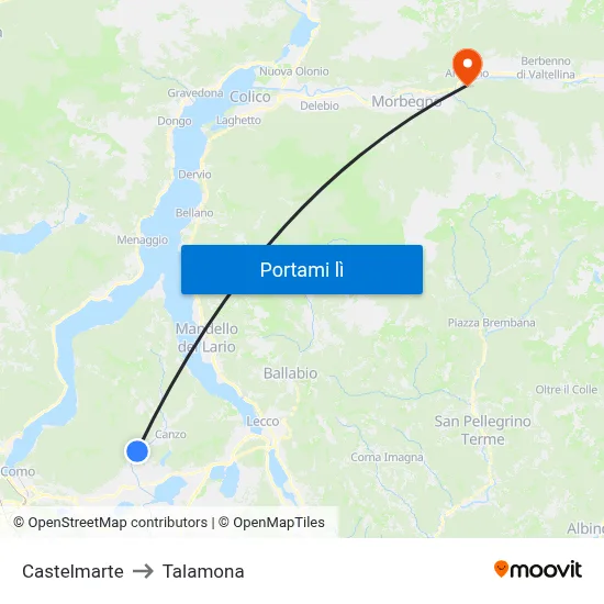 Castelmarte to Talamona map