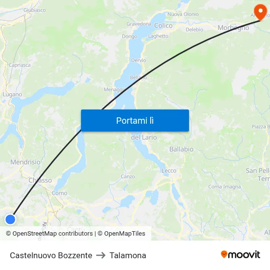 Castelnuovo Bozzente to Talamona map