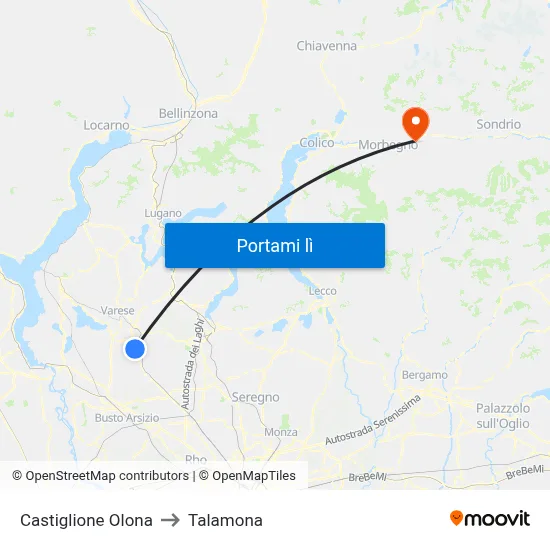 Castiglione Olona to Talamona map