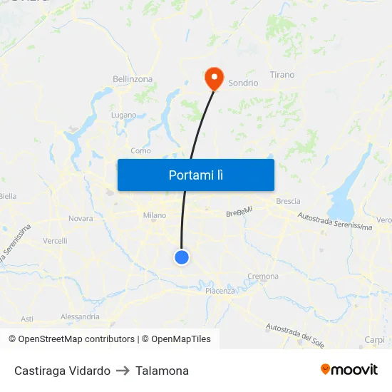 Castiraga Vidardo to Talamona map