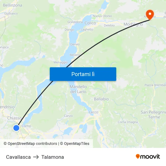 Cavallasca to Talamona map