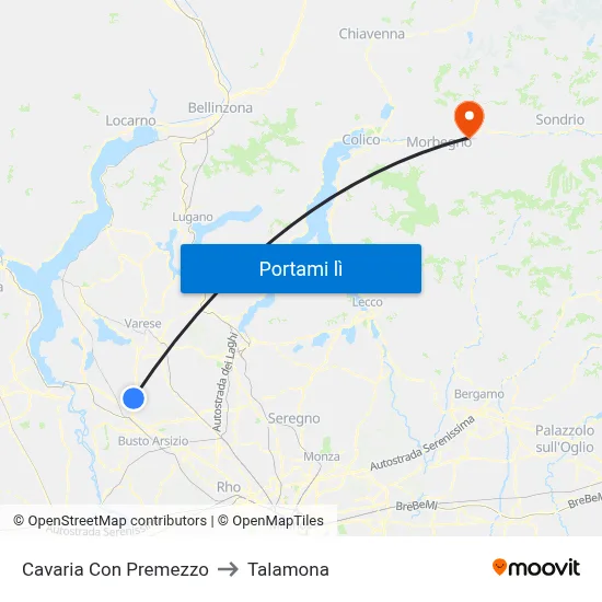 Cavaria Con Premezzo to Talamona map