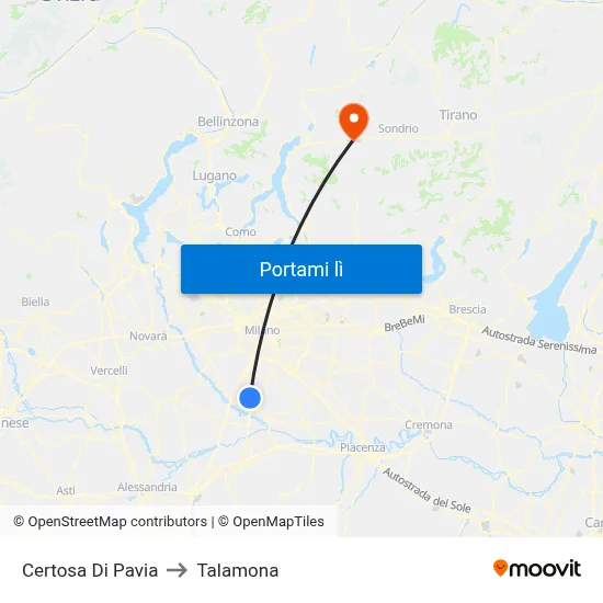 Certosa Di Pavia to Talamona map