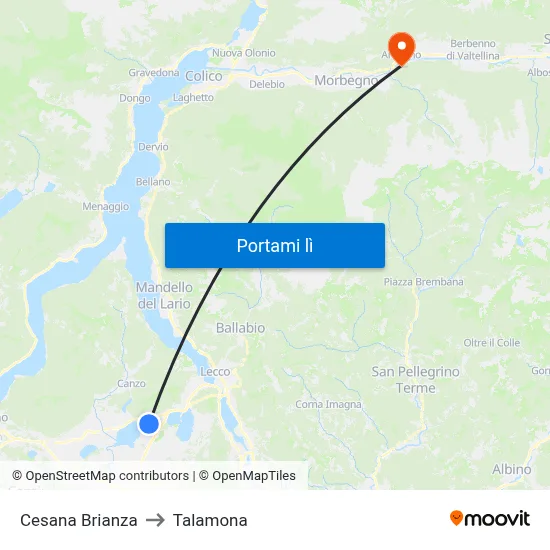Cesana Brianza to Talamona map
