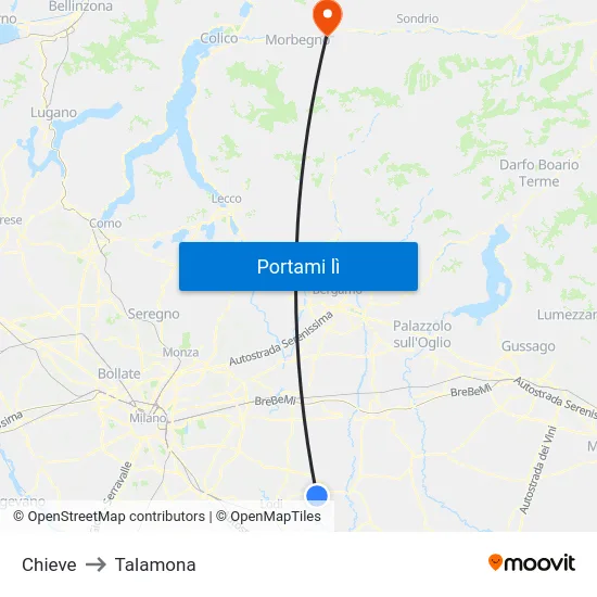 Chieve to Talamona map