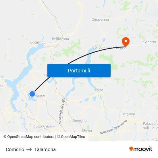 Comerio to Talamona map