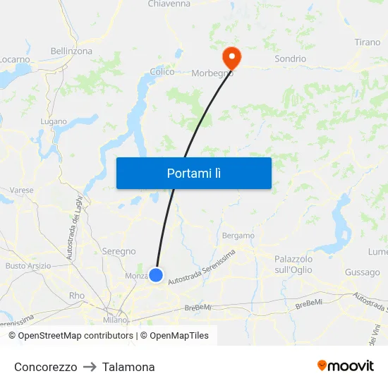 Concorezzo to Talamona map