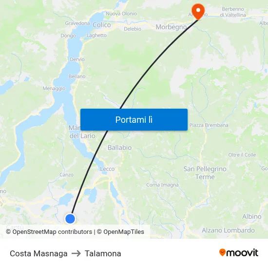 Costa Masnaga to Talamona map