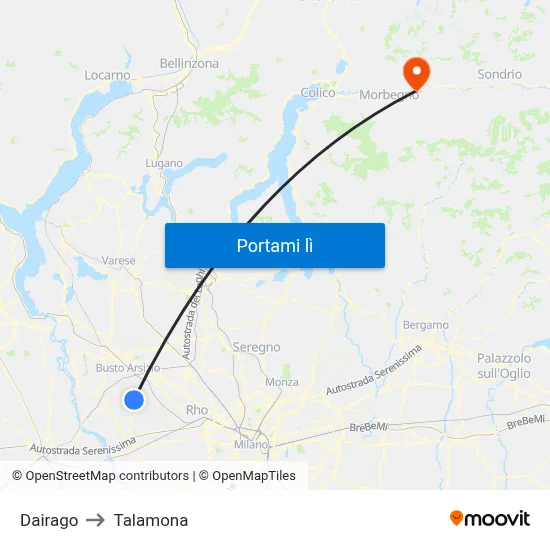 Dairago to Talamona map
