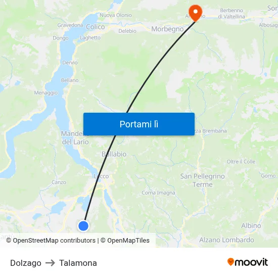 Dolzago to Talamona map