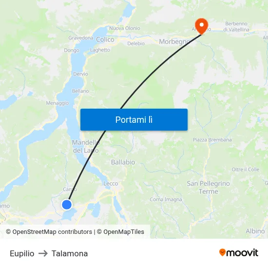 Eupilio to Talamona map