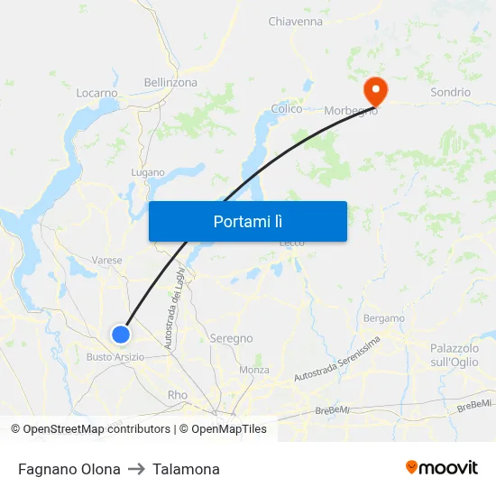 Fagnano Olona to Talamona map