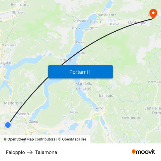 Faloppio to Talamona map