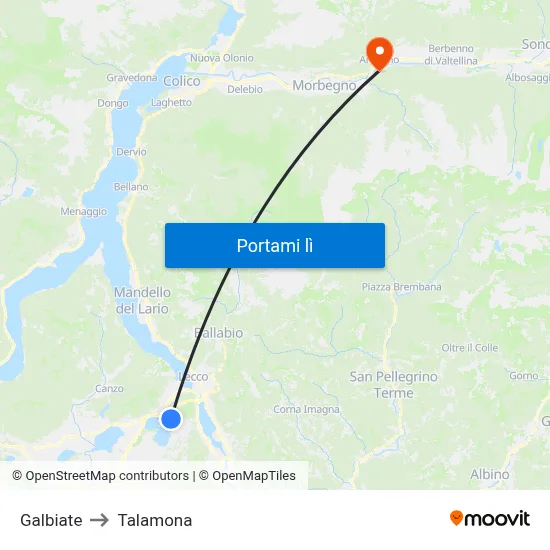 Galbiate to Talamona map