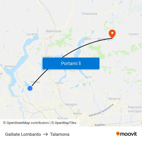 Galliate Lombardo to Talamona map