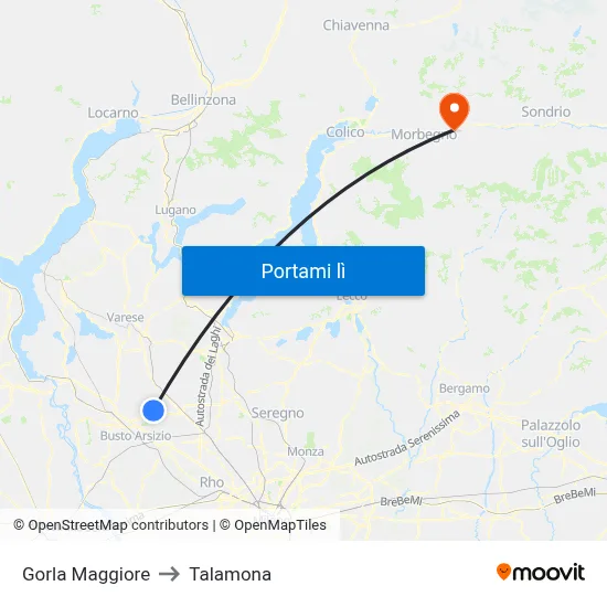 Gorla Maggiore to Talamona map