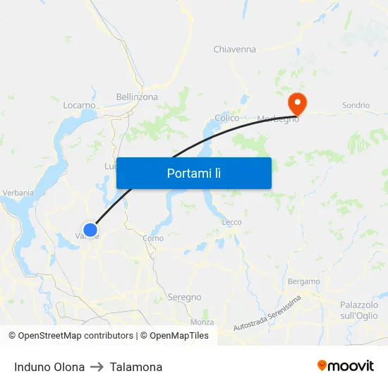 Induno Olona to Talamona map