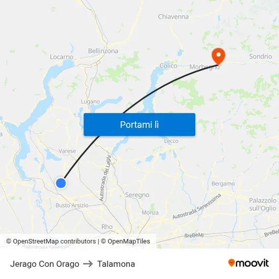 Jerago Con Orago to Talamona map
