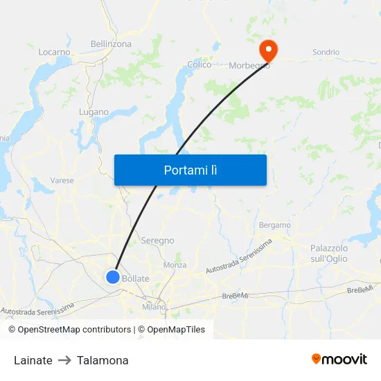 Lainate to Talamona map