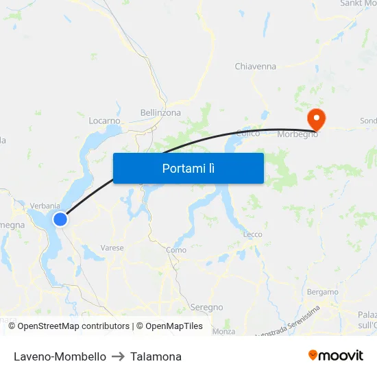 Laveno-Mombello to Talamona map