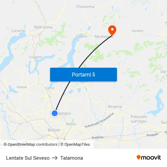 Lentate Sul Seveso to Talamona map