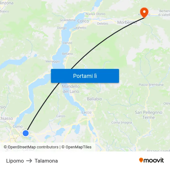 Lipomo to Talamona map