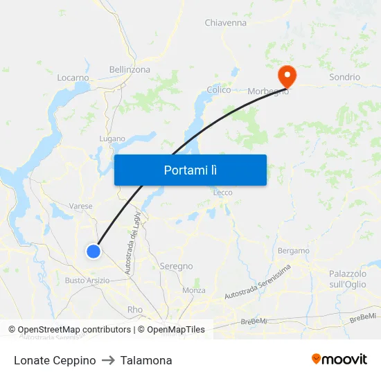 Lonate Ceppino to Talamona map
