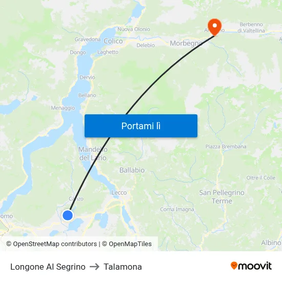 Longone Al Segrino to Talamona map