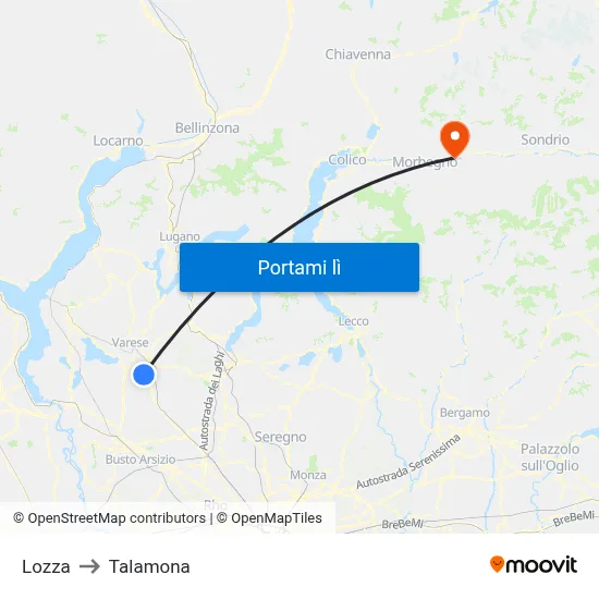 Lozza to Talamona map