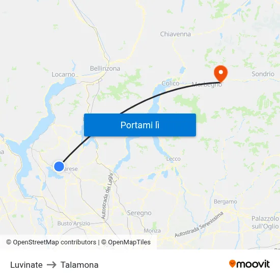 Luvinate to Talamona map