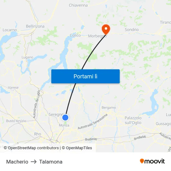 Macherio to Talamona map