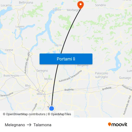 Melegnano to Talamona map