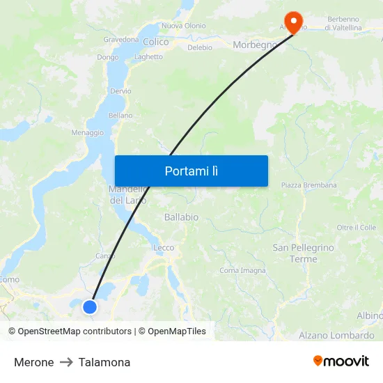 Merone to Talamona map