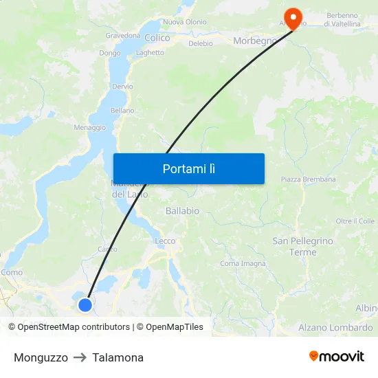 Monguzzo to Talamona map